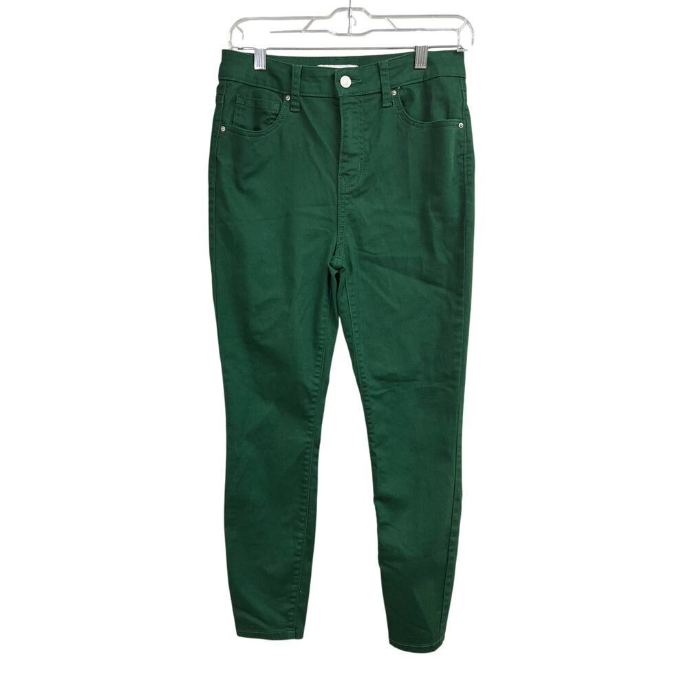 Zenana High Rise Skinny Color Denim Pants Medium Dark Green